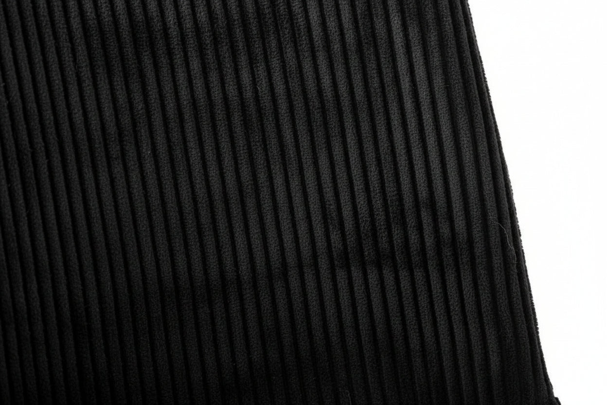 Lot 4 Chaises Salle à Manger Bobby Velours Côtelé Noir Pieds Métal Noir 52x44x87cm