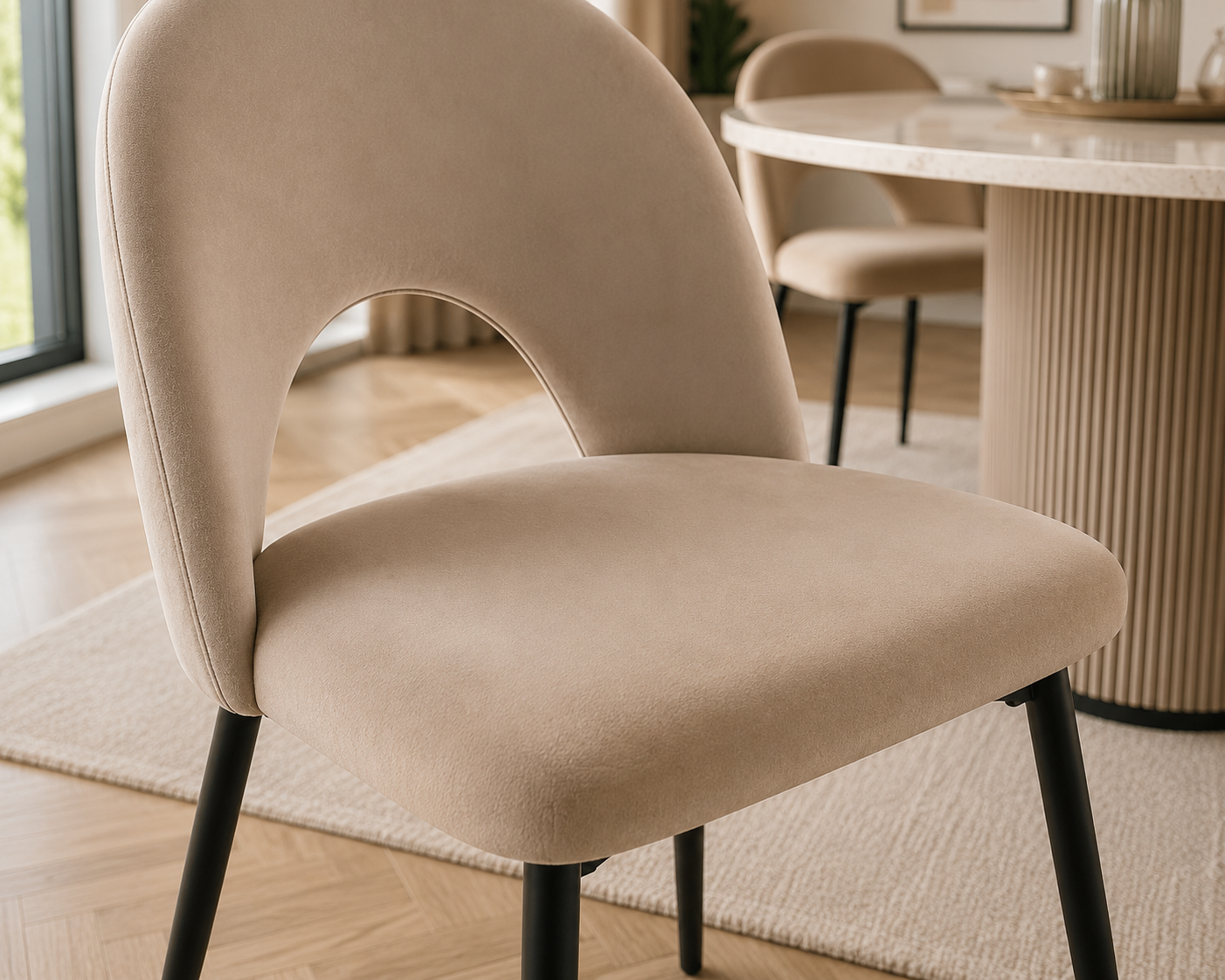 Lot de chaises TEDDY métal noir velours #couleur_taupe