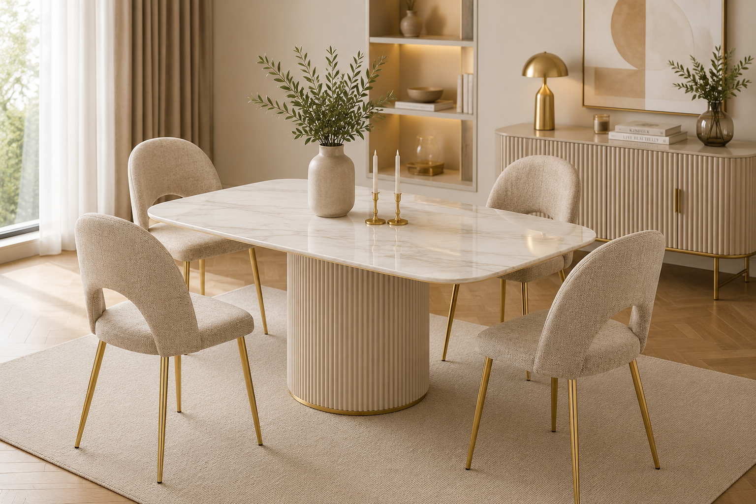 Lot de 4 chaises TEDDY Gold velours - marron glacé #couleur_marron_glace