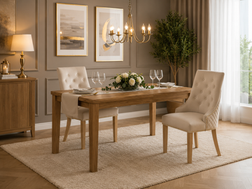 Lot de 2 chaises ANNEAU mattelassée et cloutée Gold velours - Beige
