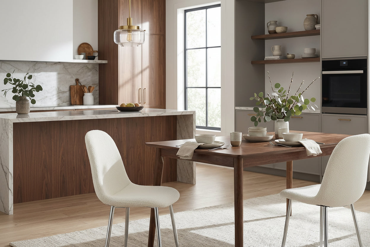 Lot de 4 Chaises Scandinaves Tissu Doudou Pieds Chrome 43,5x40x87cm