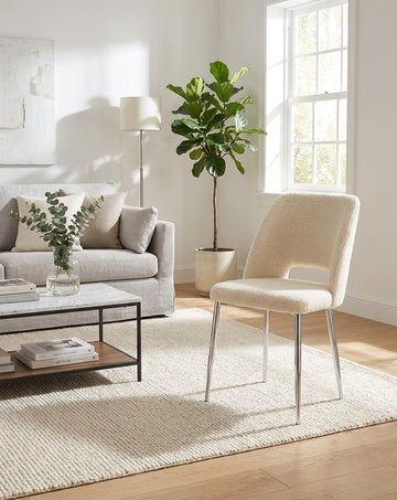 Lot de 4 chaises AVA Chrome en Velours - Doudou beige