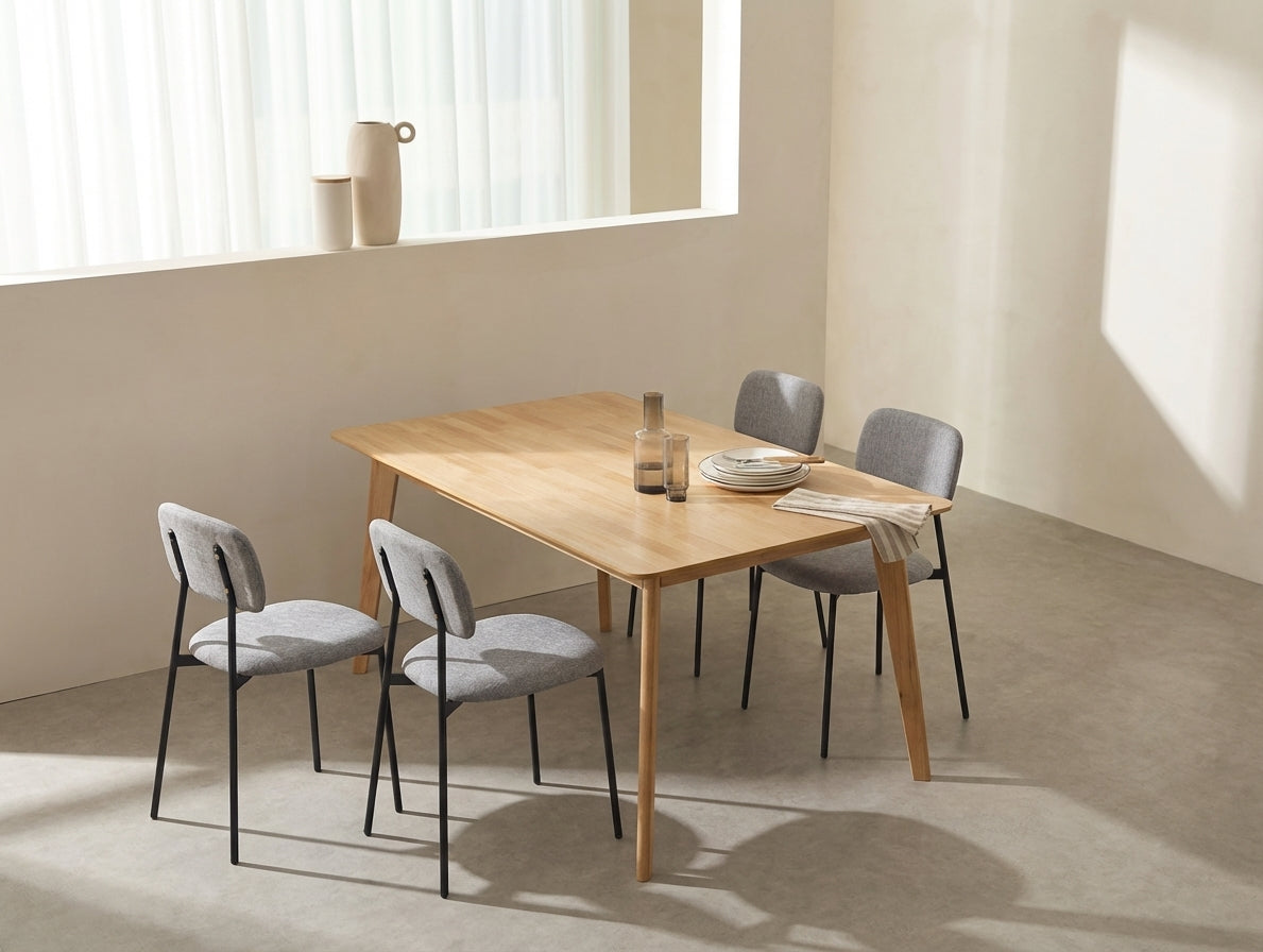 Lot de 4 Chaises – Piètement Métal Noir & Tissu Anthracite | Style Contemporain