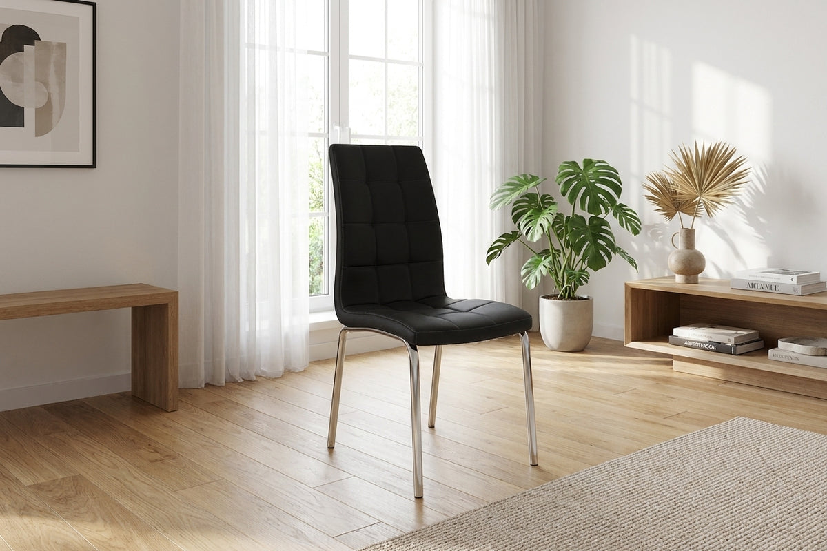 Lot de 6 chaises EMMA simili cuir - Noir