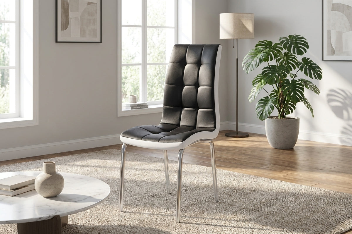 Lot de 6 chaises EMMA simili cuir - Noir et blanc