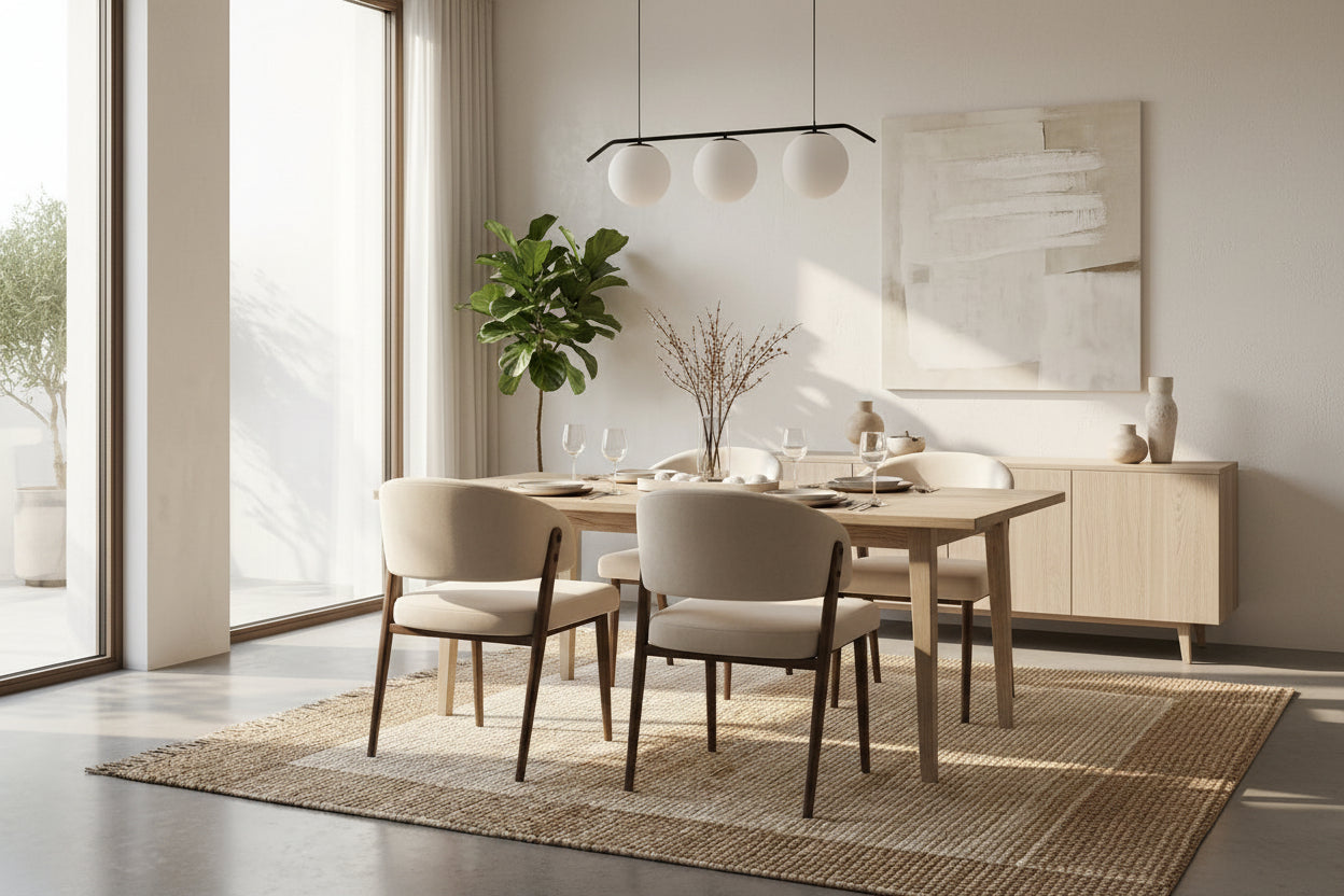 Lot de 4 chaises salle à manger velours beige pieds effet noyer métal LAMIA #couleur_beige