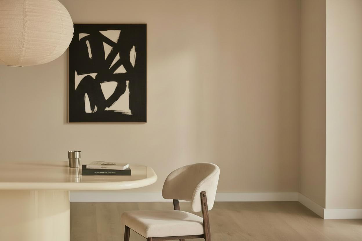 Lot de 4 chaises salle à manger velours beige pieds effet noyer métal LAMIA #couleur_beige