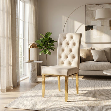 Lot de 2 chaises NEVADA capitonnés gold - Beige