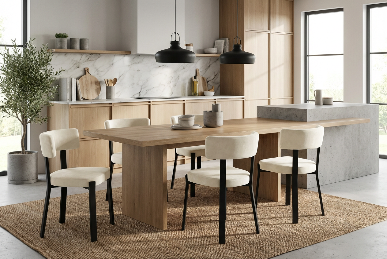 Lot de 4 chaises de salle à manger velours beige pieds métal noir NORDIK