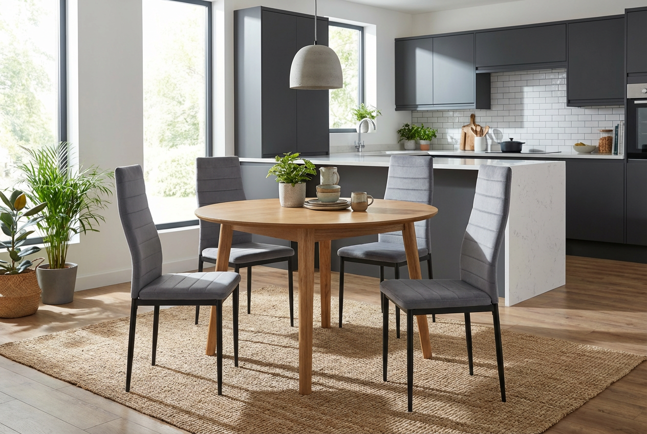 Lot 6 chaises velours gris pieds métal noir 52x45x90 cm TOLIA