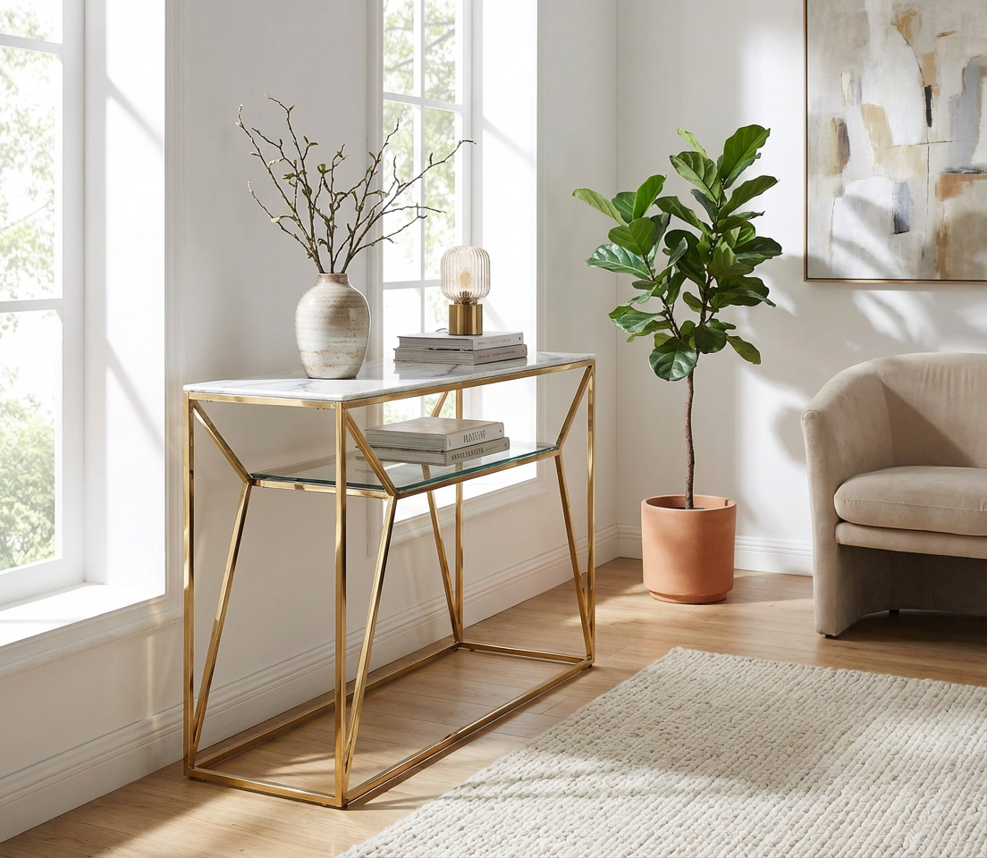 Console métal gold design minimaliste 120x40x78 cm CHERYL