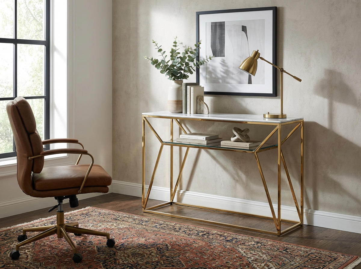 Console métal gold design minimaliste 120x40x78 cm CHERYL