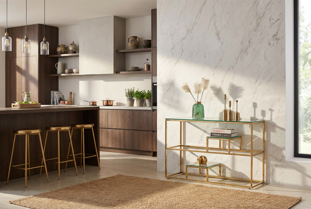Console métal gold plateau transparent 120x40x78 cm ROMY