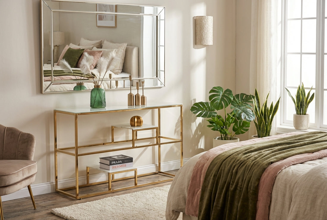 Console ROMY Gold 120x40x80 cm #couleur_Marbré_blanc