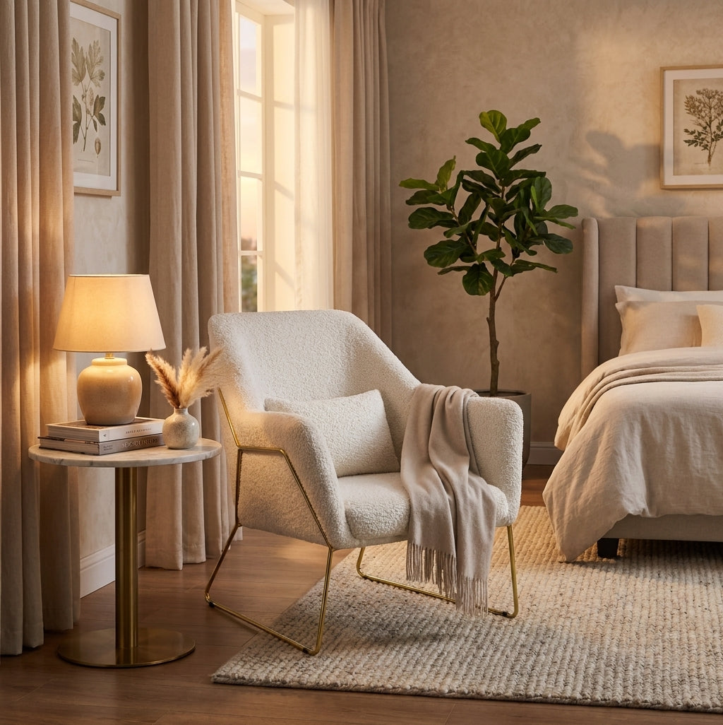 Fauteuil BASKA Gold laine beige