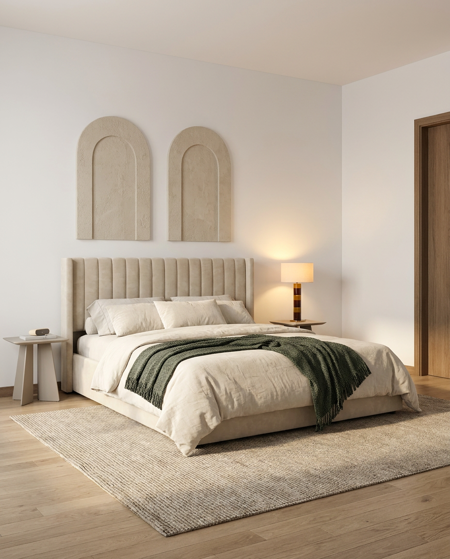 LIT DOUBLE COFFRE CAMILLE 140X190CM #couleur_beige