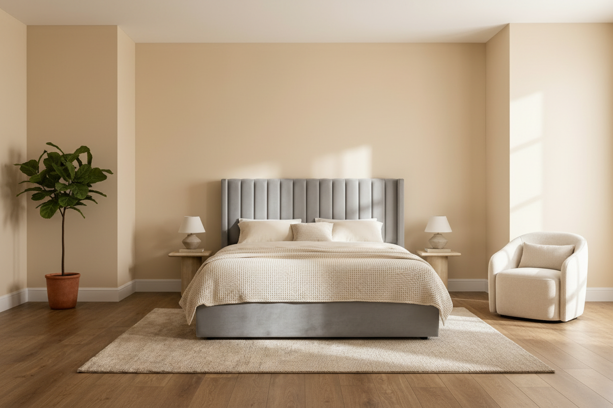 Lit Coffre 160x200 – Velours Gris Sommier Inclus
