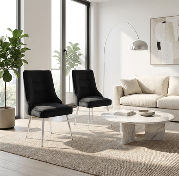 Lot de 2 chaises luxury ZIP en velours pieds chromés - Noir