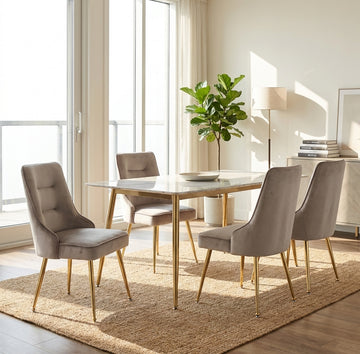 Lot de 2 chaises luxury ZIP en velours pieds Gold - Moka
