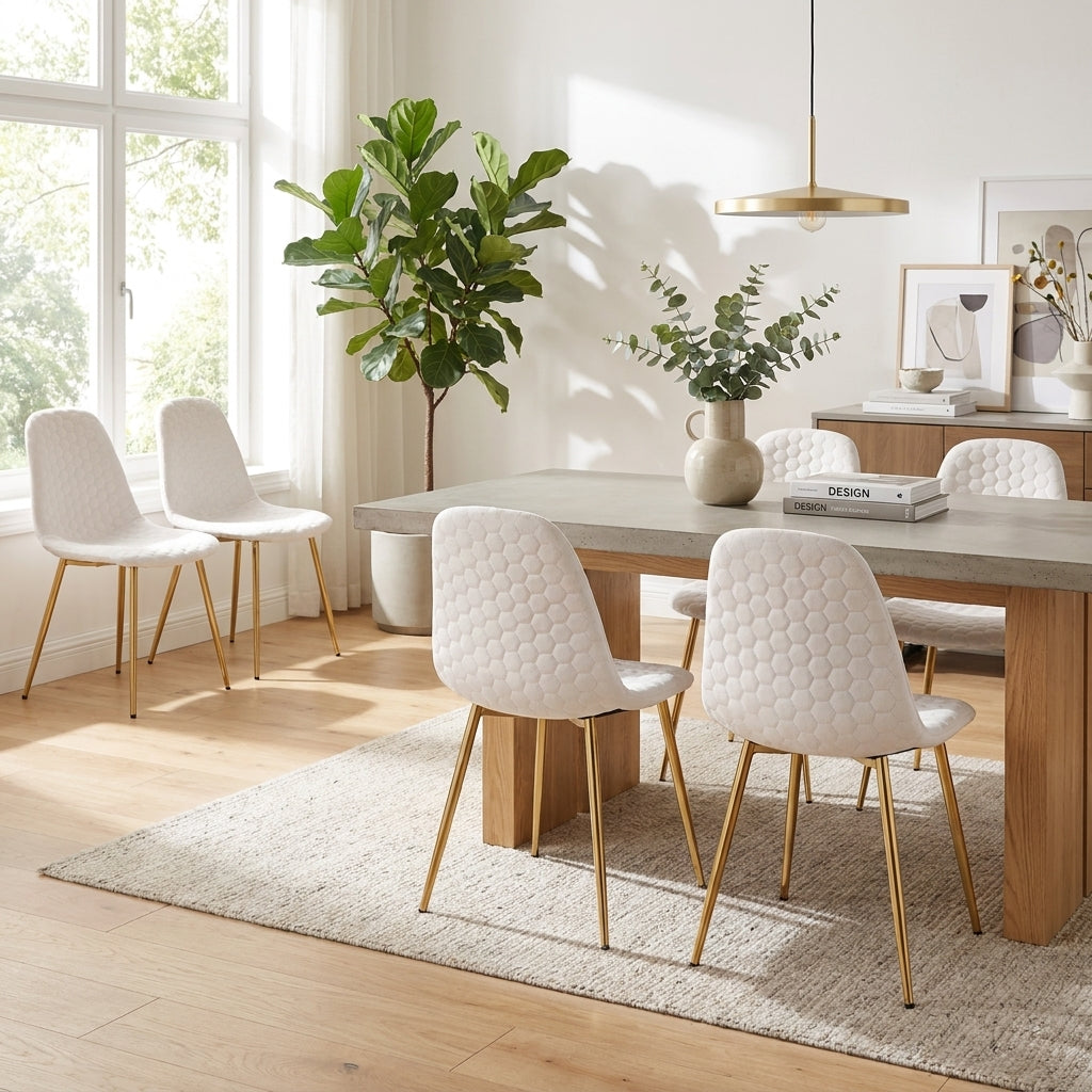 Lot de 6 chaises Scandinave ALVEOLE Gold - Beige