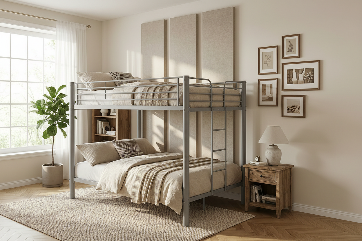 Lit superposé 4 personnes métal gris 140x190 cm COLOSSE