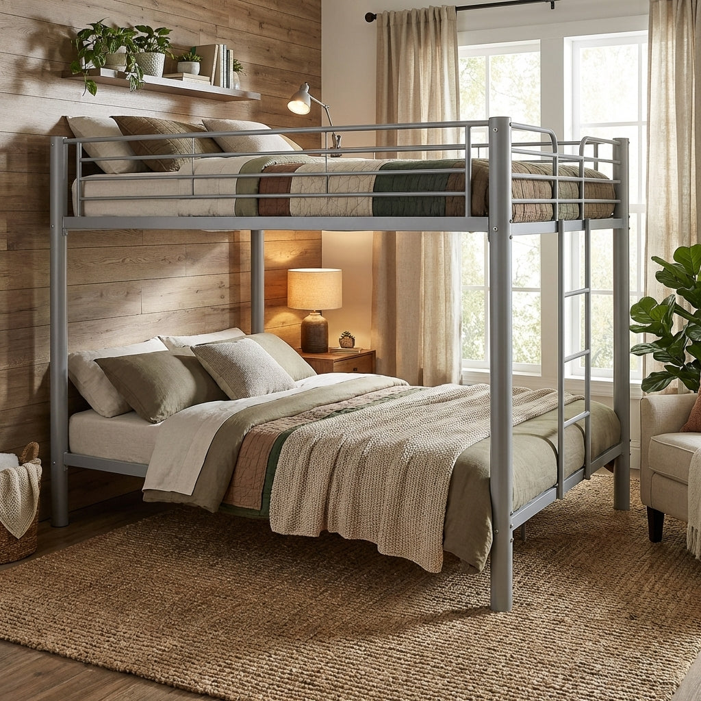 Lit superposé 4 personnes métal gris 140x190 cm COLOSSE