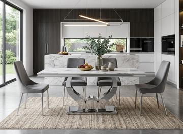 Table à Manger TROFY 180 cm effet marbré blanc
