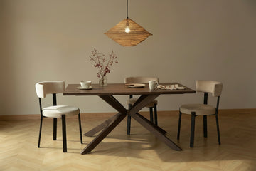 Table à manger rectangulaire effet noyer 6 à 8 personnes 180x90 cm XAVIER