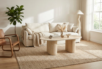 Table basse céramique effet travertin 120x60 cm