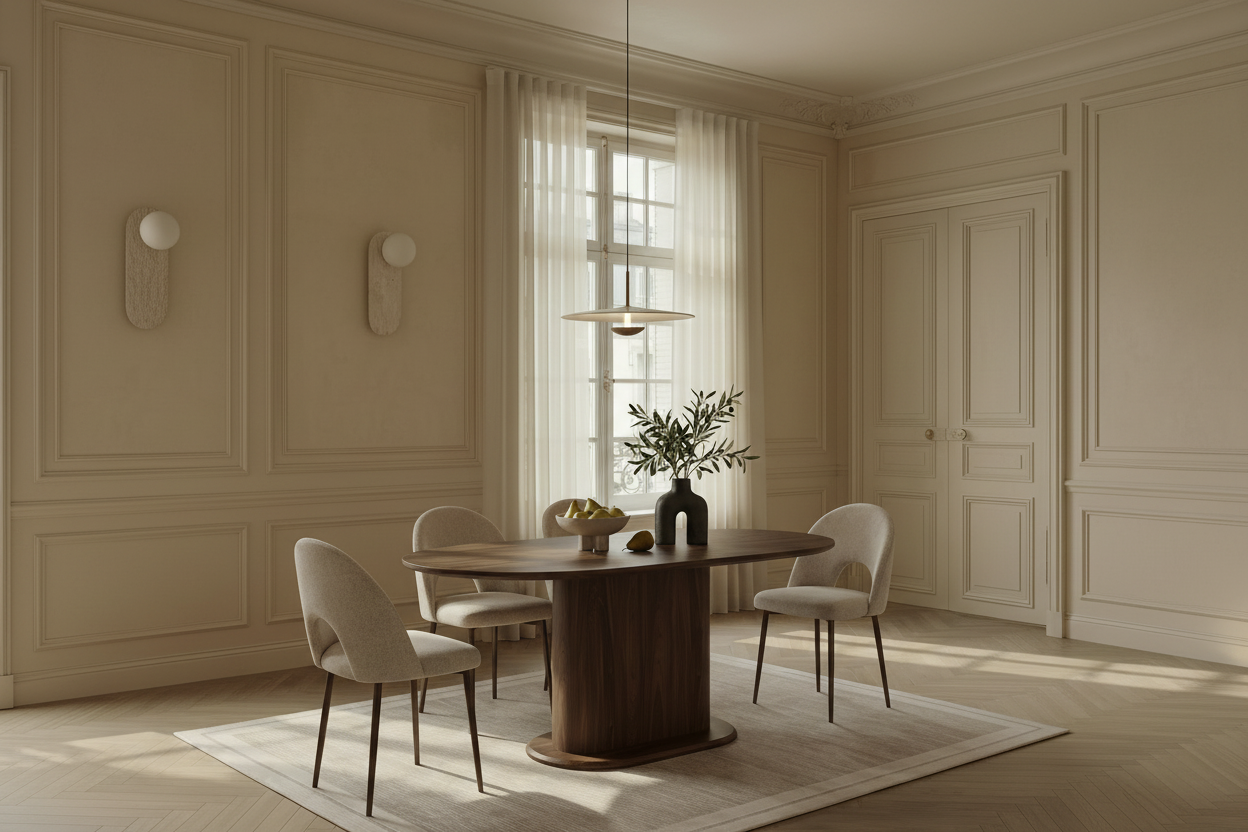 Table à manger 6 personnes ovale effet noyer 160x90 cm - LOKA