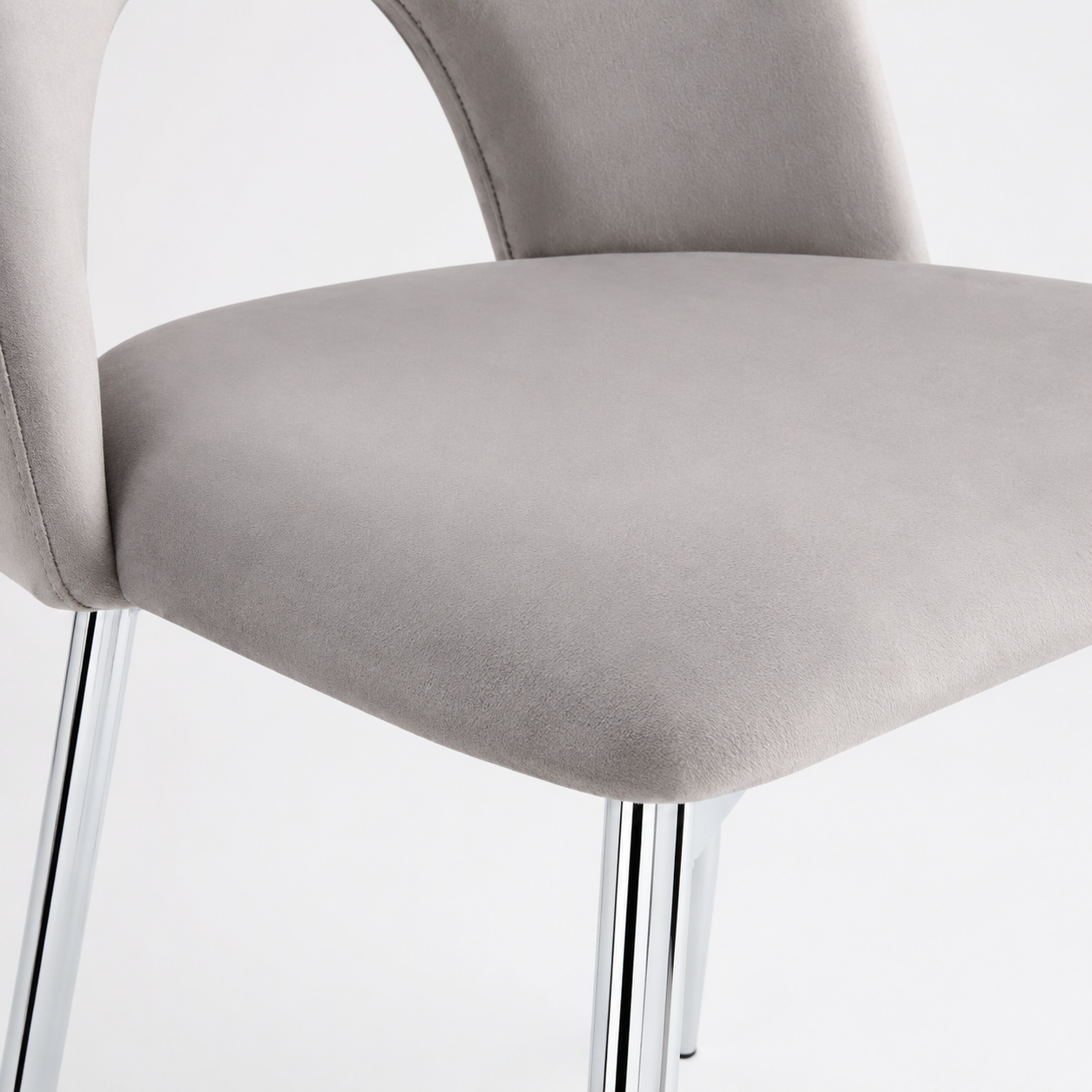 Lot de chaises TEDDY Chrome velours #couleur_gris