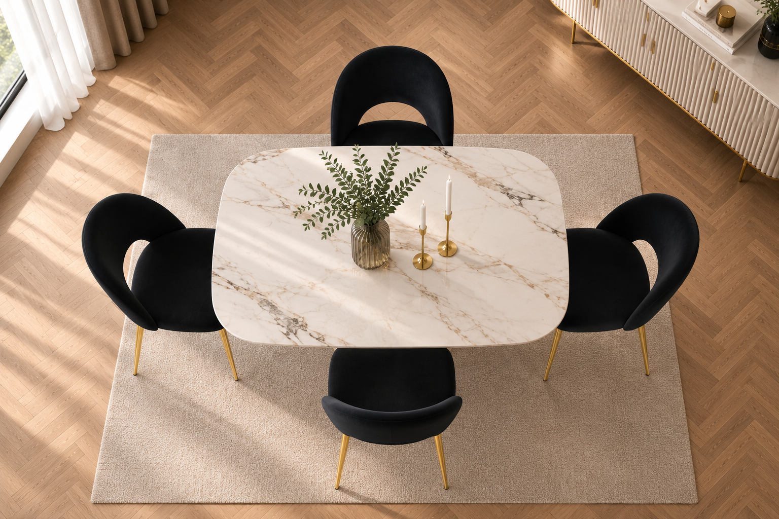 Lot de 4 chaises TEDDY Gold velours #couleur_noir