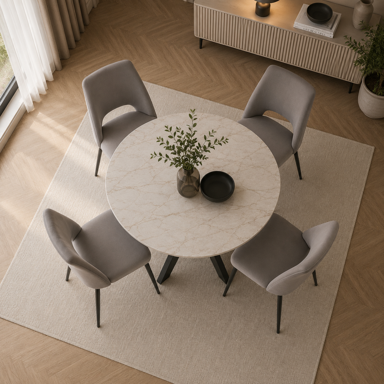Lot de chaises AVA Métal noir Velours #couleur_gris