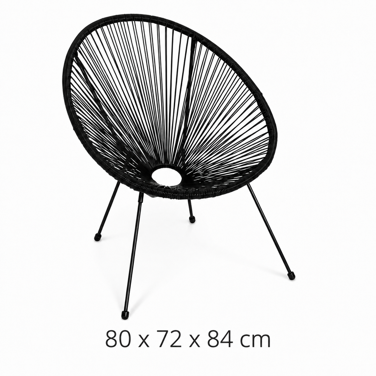 Fauteuil ACAPULCO – Cordage Noir & Structure Métal
