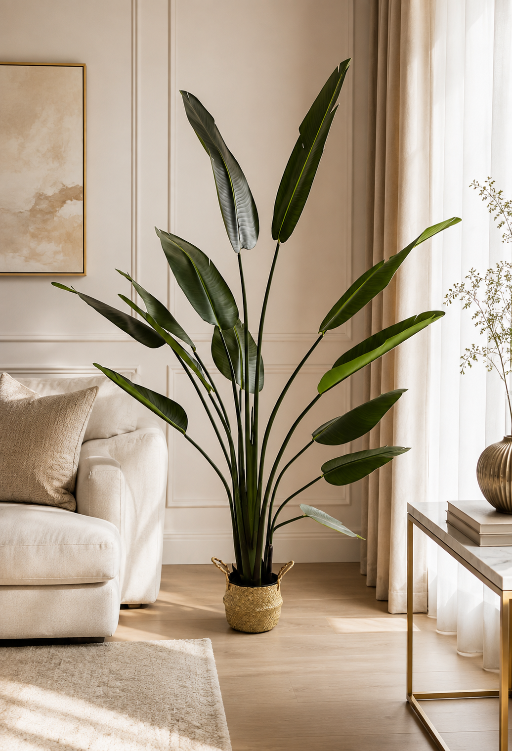 Strelitzia Plante Artificiel Oiseau Paradis 210cm Panier Algues - Plante Tropicale