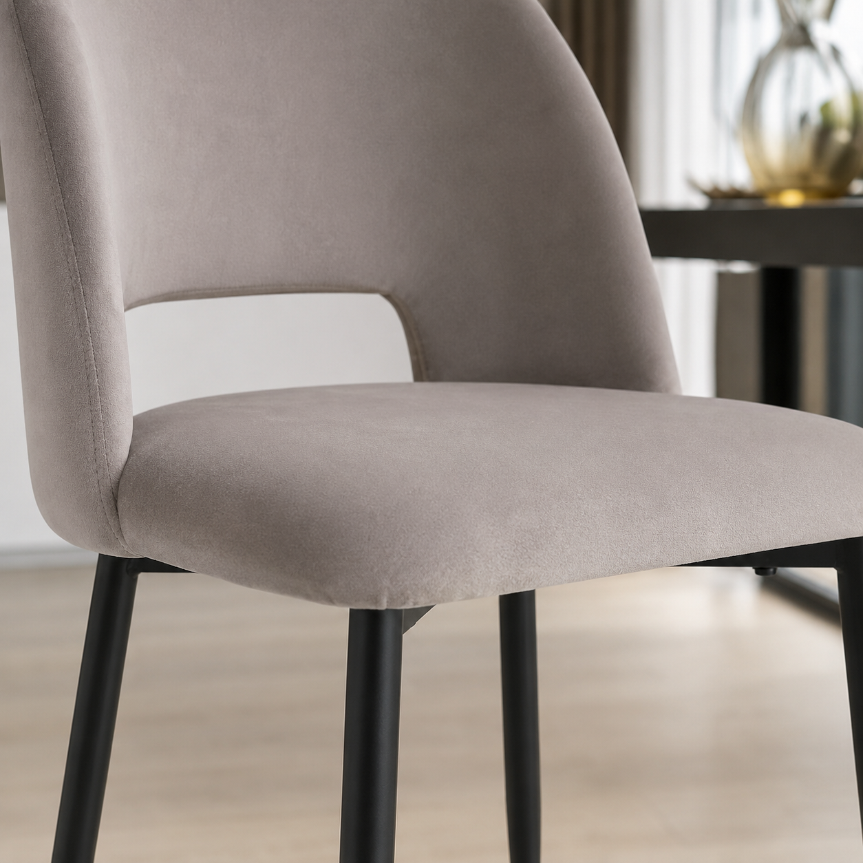 Lot de chaises AVA Métal noir Velours #couleur_gris