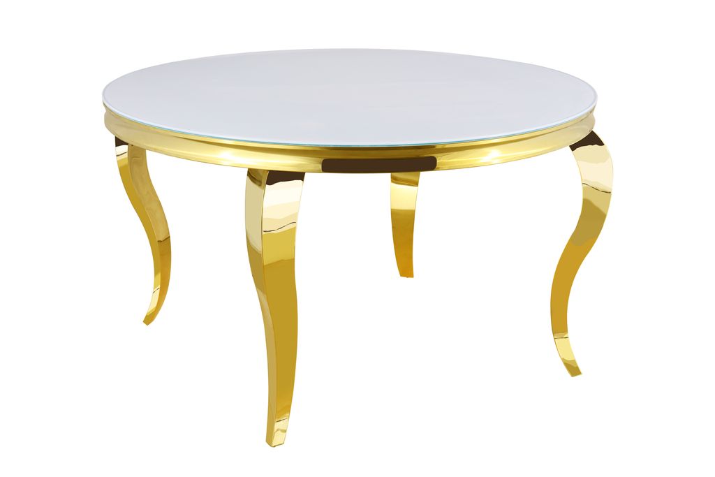 Table à manger ronde BAROQUE gold  130x75 cm #couleur_blanc