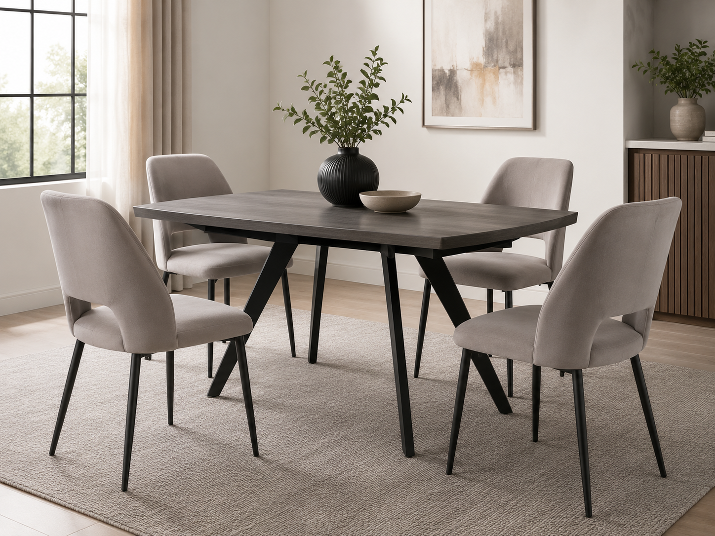 Lot de chaises AVA Métal noir Velours #couleur_gris