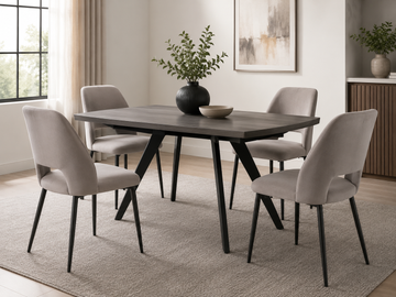 Lot de chaises AVA Métal noir Velours #couleur_gris