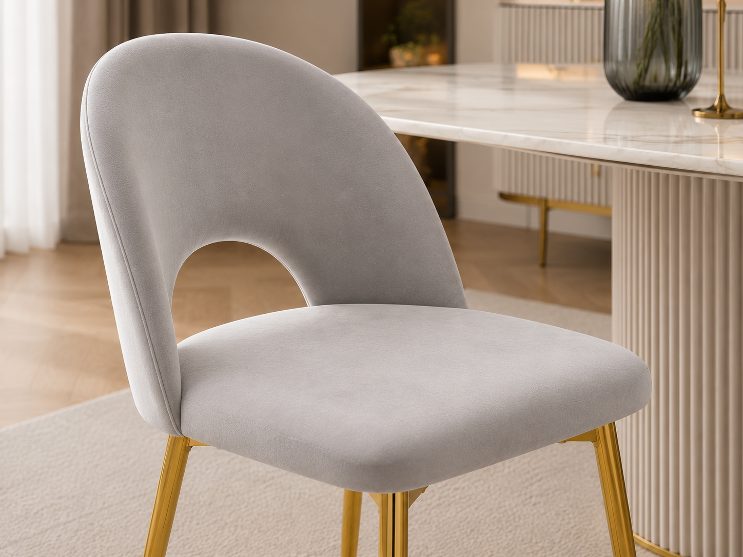 Lot de chaises TEDDY Gold velours #couleur_gris