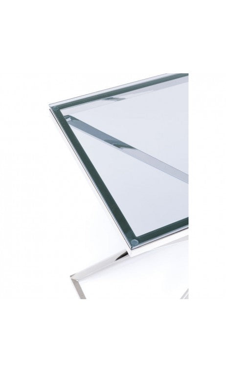 Console chrome verre trempé transparent 120x40x78 cm PYRAMID