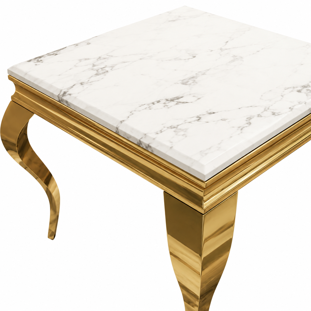 Guéridon BAROQUE gold marbre blanc 50x50 cm #couleur_marbre_blanc