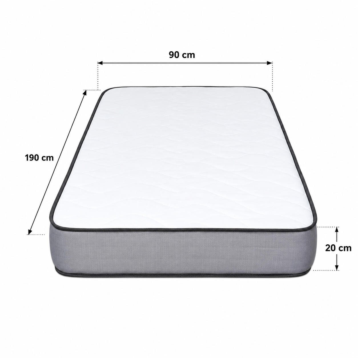 Matelas roulé mousse haute densité accueil ferme 90x190 cm épaisseur 20 cm