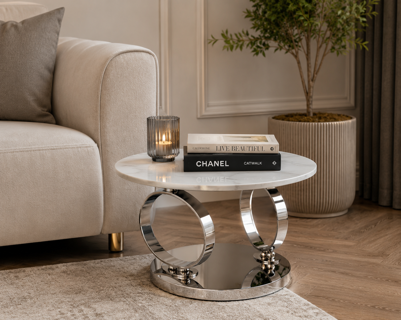 Table Basse AUTOMAT Marbré Blanc 70x45 cm - Marbré blanc