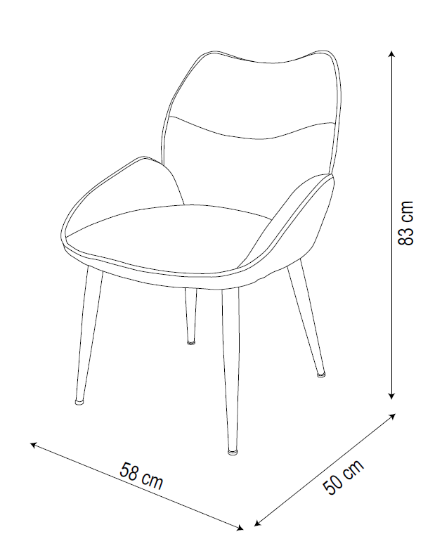 Lot de 2  Chaises en velours Beige LOHA pied métal Chrome