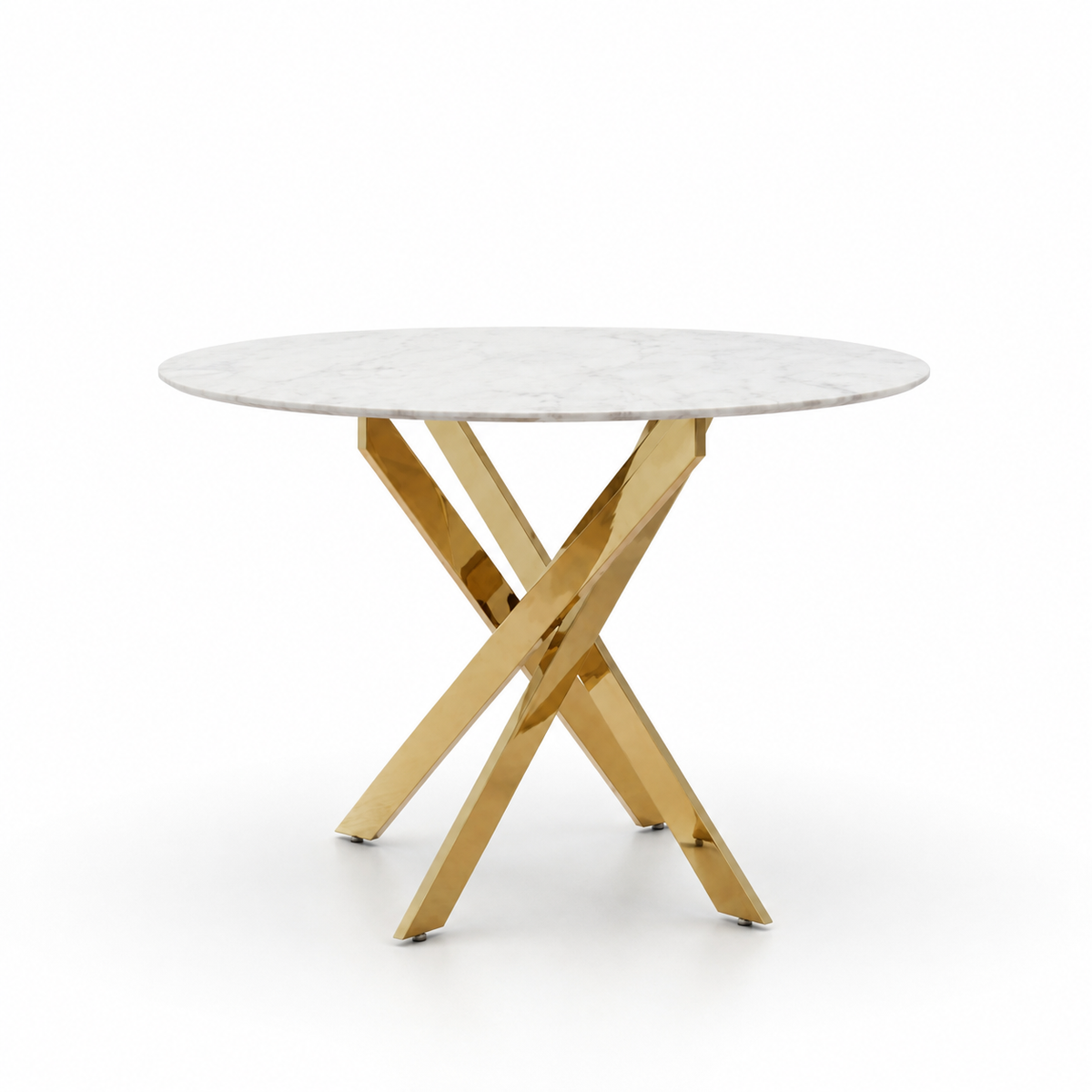 Table à manger ronde JESSICA Gold 100 cm 4 couverts #couleur_marbré-gris