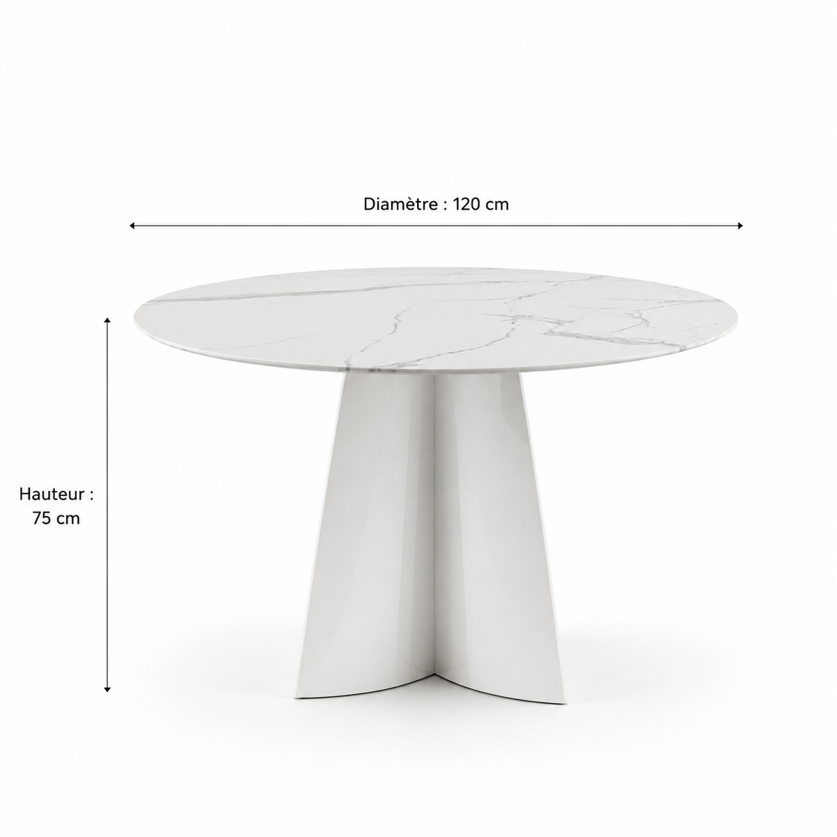 Table à manger CAPUCINE Chrome Marbre blanc