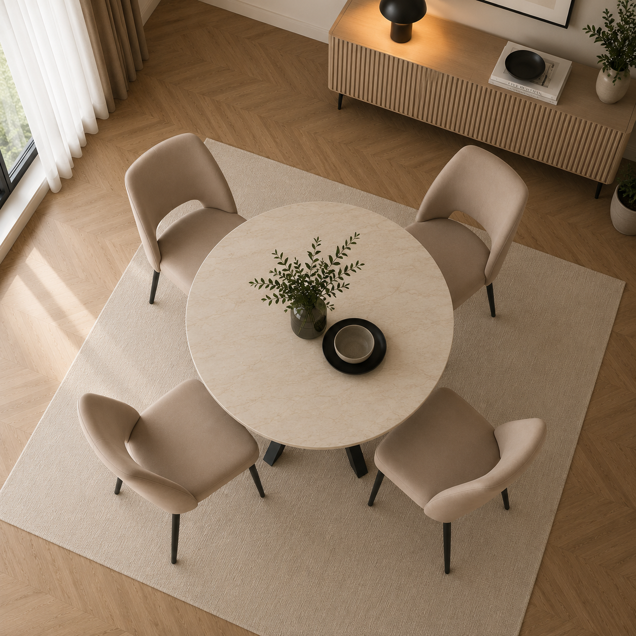 Lot de chaises AVA Métal noir Velours #couleur_taupe