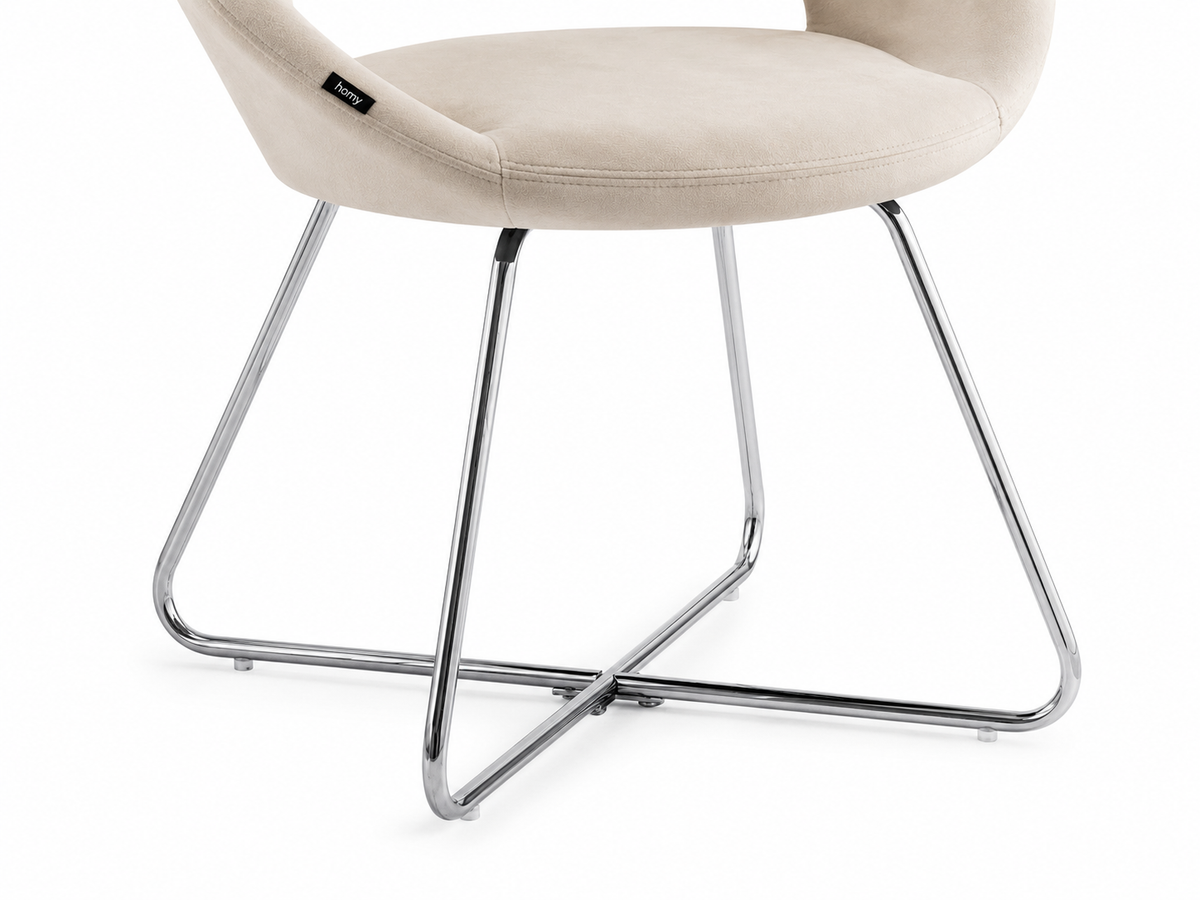 Lot de 4 Chaises BUBBLE Chrome velours - écru