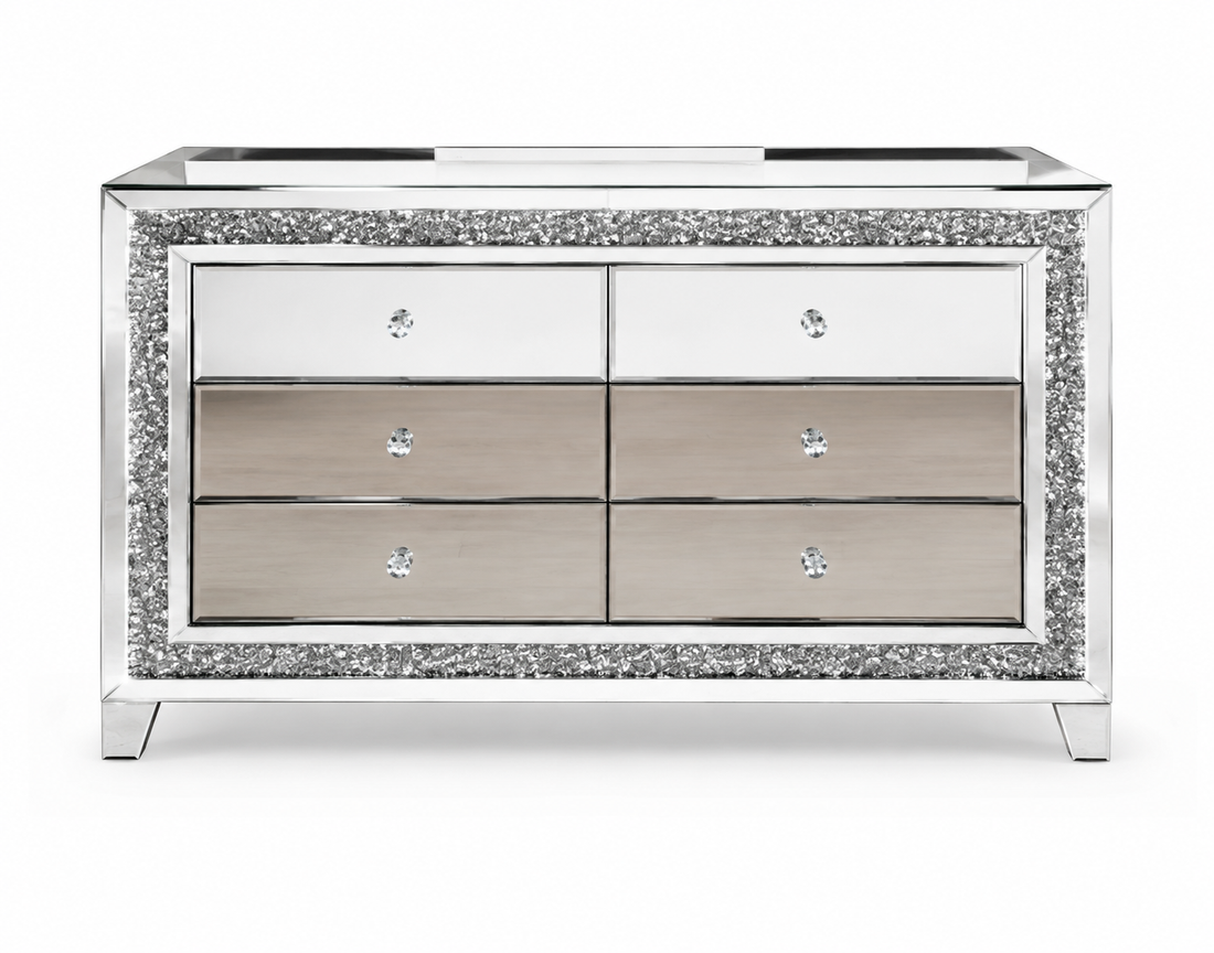 Commode Miroir et LED 6 tiroirs